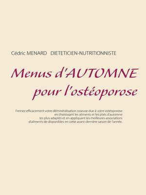 cover image of Menus d'automne pour l'ostéoporose
